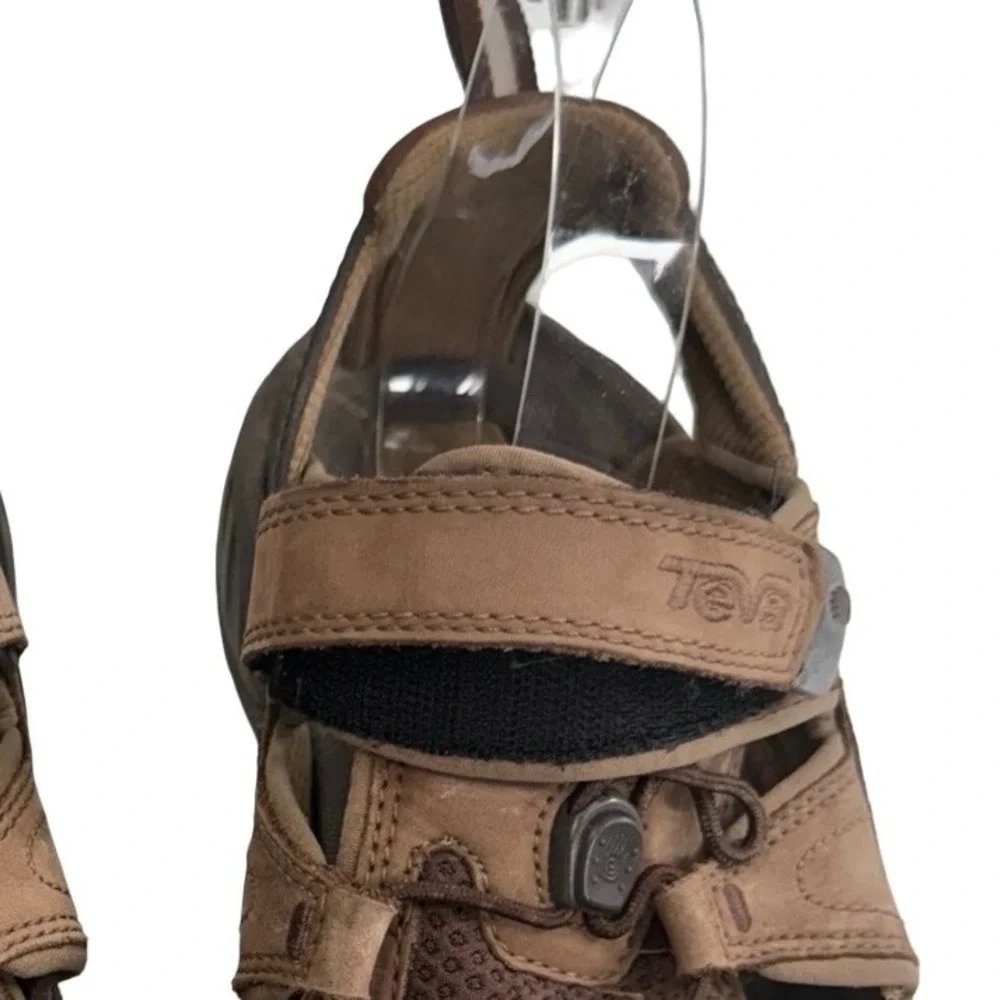 Teva Leather Forebay Sport Sandals Brown Adjustable‎ Outdoor Hiking Men's 10